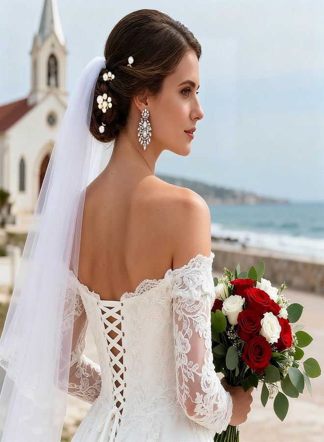 DOPENSPI 14PCS Bridal Hair Accessories, Pearl Hair Pins Handmade Bridal Hairs Pins Wedding Hairpins Pearl Hairs Accessories Elegent Hairclip for Women Girls - Image 2